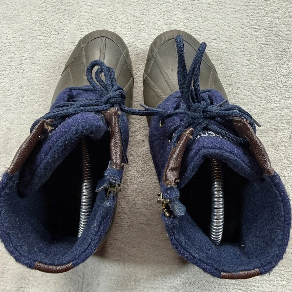 Sperry Boots Women's 8.5 Duck Boots Navy Blue Wool Quilted Saltwater STS83679